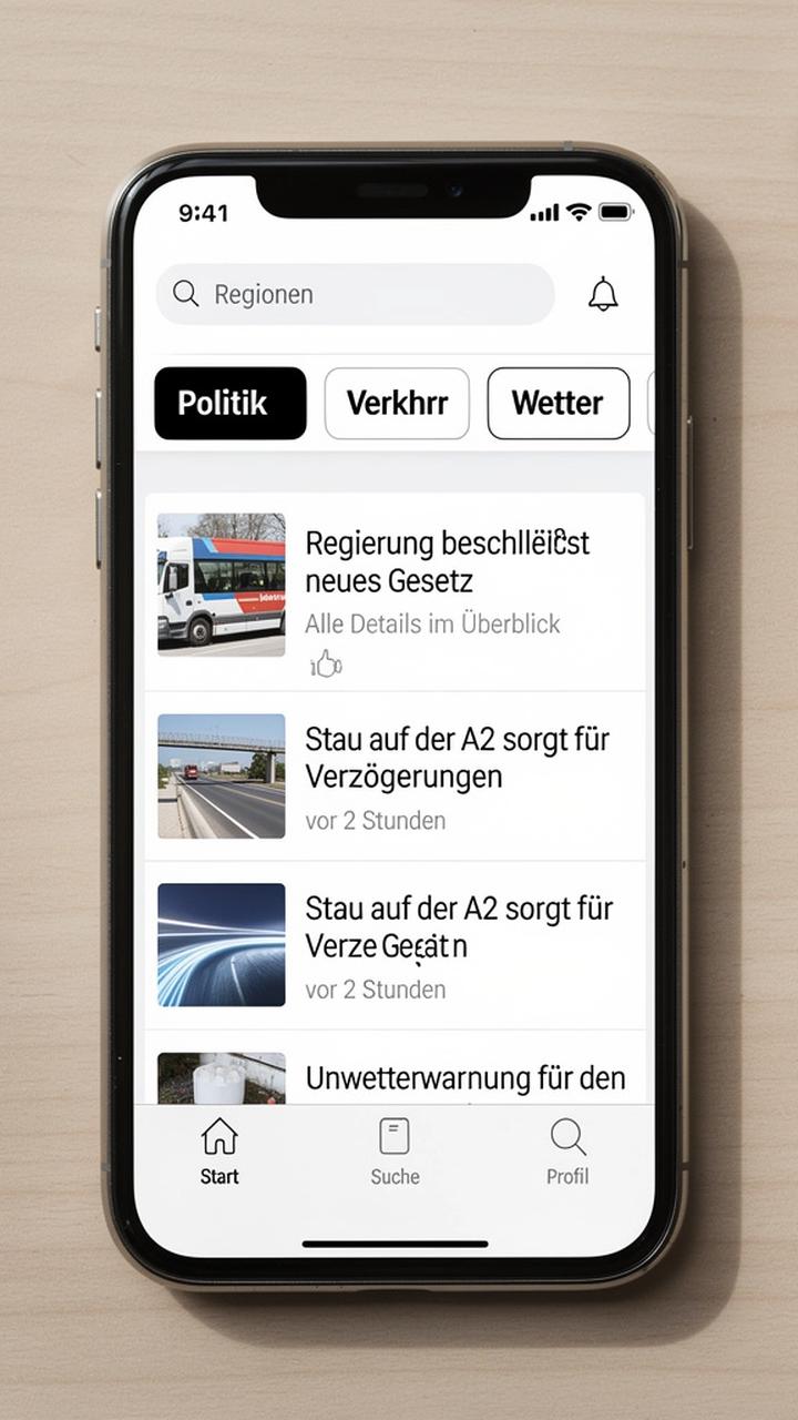 Chips zum Filtern nach Region und Kategorie